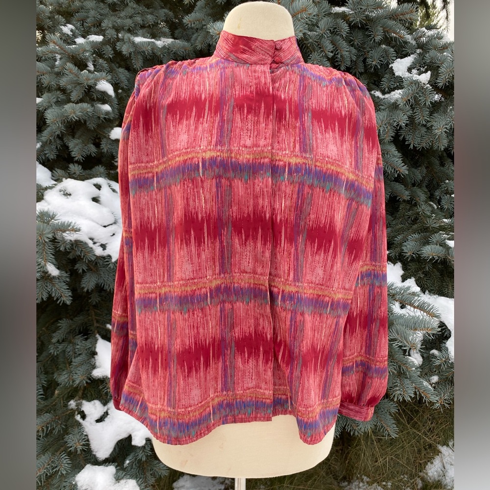 Vintage button up blouse, high neck size 14